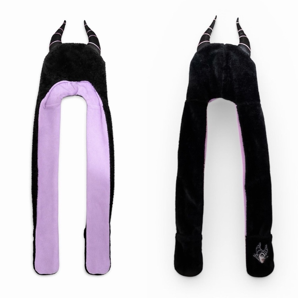 Disney Maleficent Plush Hooded Scarf in Black and Lavender